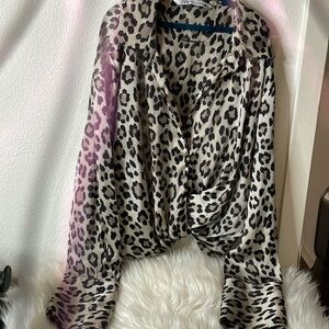 Zara Leopard Print Satin Long Sleeve